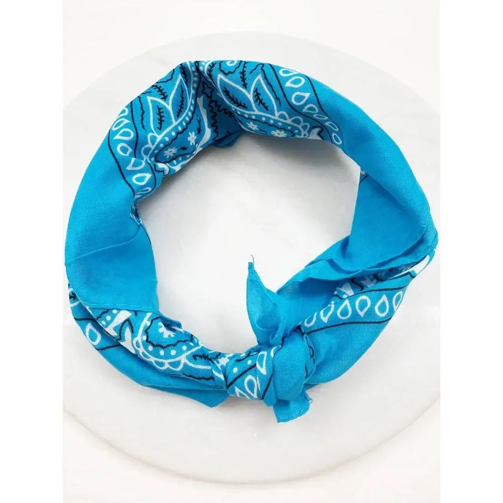 Blue Paisley Pattern Bandana | 100% Cotton | 21x21